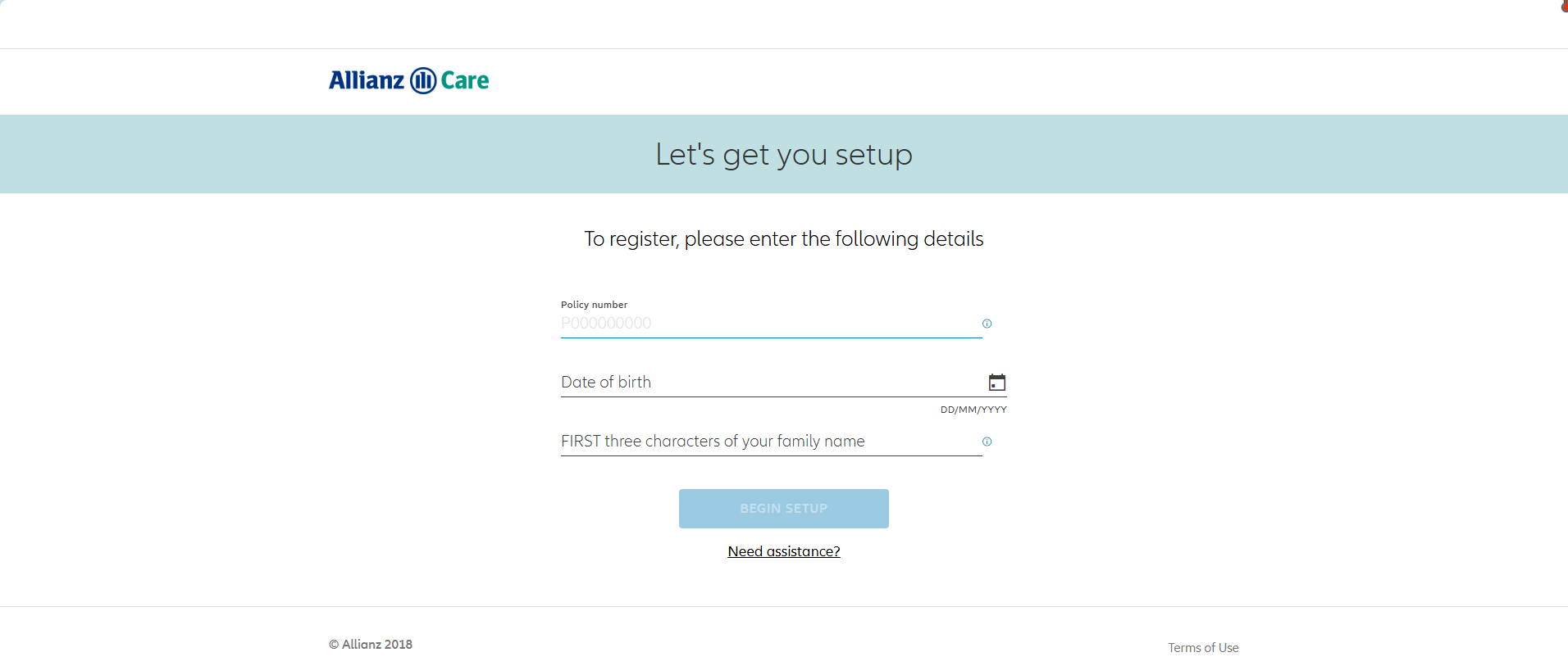 Allianz Care OSHC 申请理赔报销页面