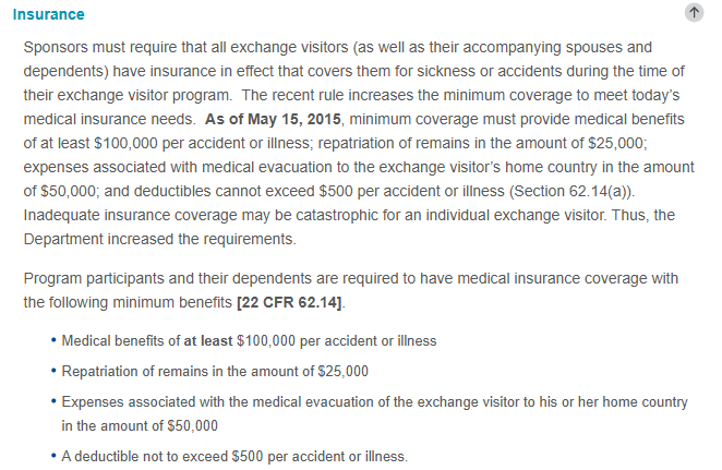 BridgeUSA官网对J1签证的保险要求
